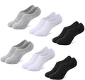 PACKO No Show Socks Women for Flats Gray White Black Women'S Cotton Socks (2Black2Gray2White) 6-9