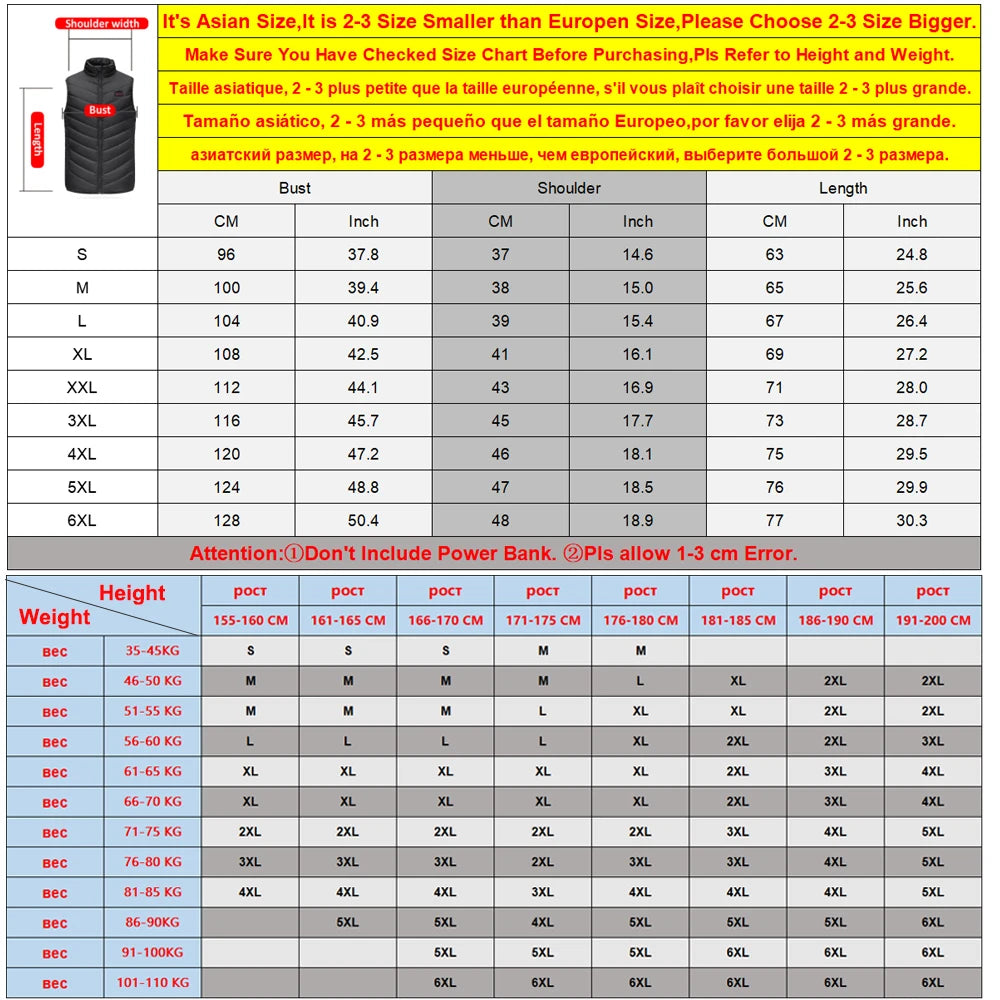 17/13/9 Heated Vest Zones Electric Heated Jacket Men Women Usb Electric Heating Vest Bodywarmer Heated Coat USB Heating Jacket